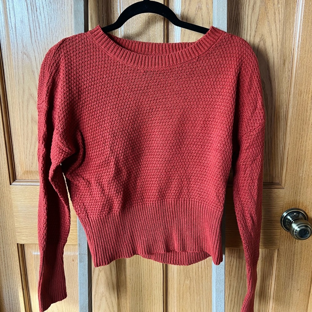 Red hippie rose sweater. Brand new with tags. Size x small. Open back.